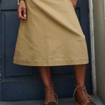 Ladies Catalan Skirt - Tan Japanese Gaberdine - (Only Size 14 Left)