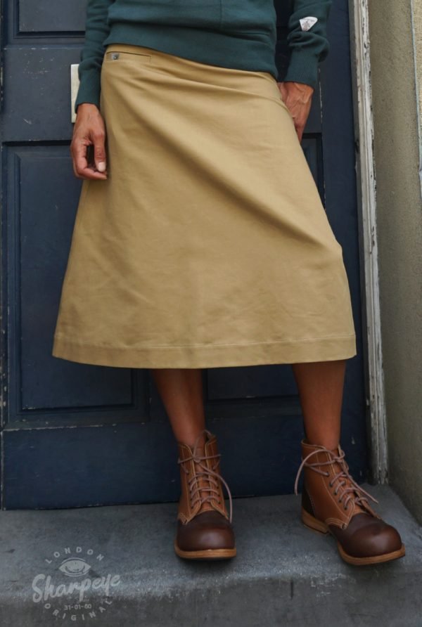 Ladies Catalan Skirt - Tan Japanese Gaberdine - (Only Size 14 Left)