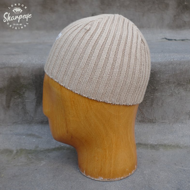Ribbed Knitted Ski Hat Stone