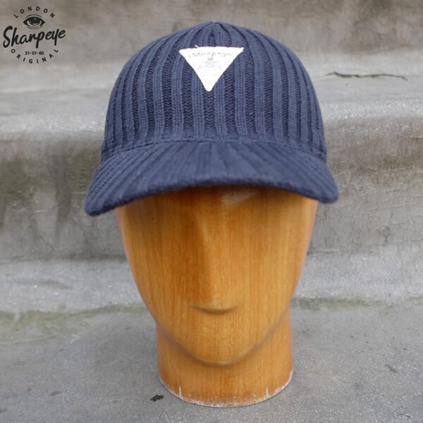 Ribbed Knitted Cap Navy - Image 3