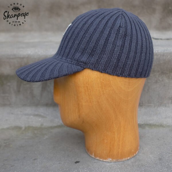 Ribbed Knitted Cap Navy - Image 2