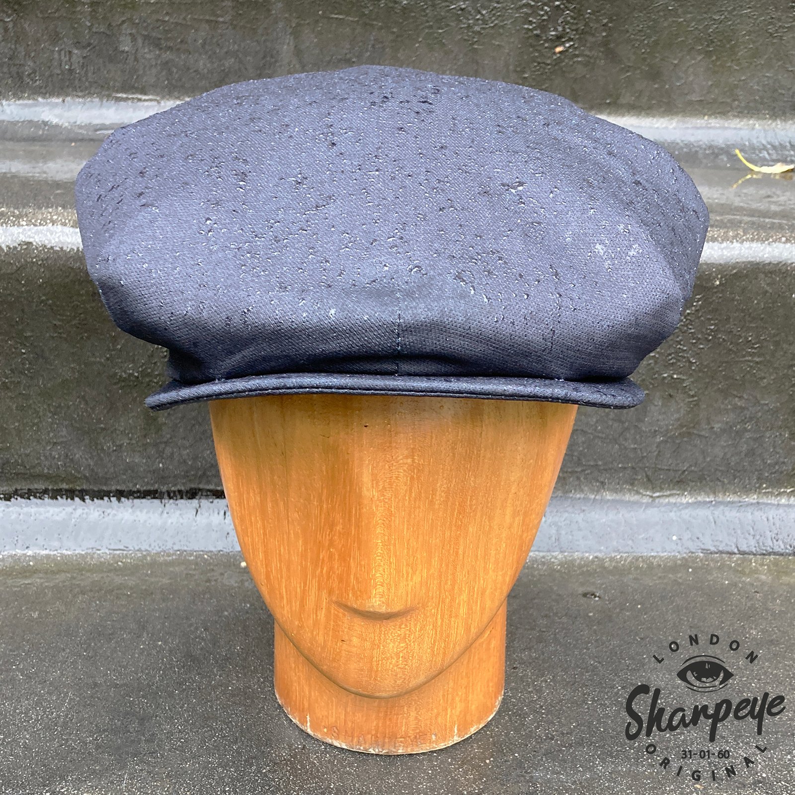 3 Point Ink Blue Serge De Nimes Engineer Cap – Over-Dyed – Shower Proof