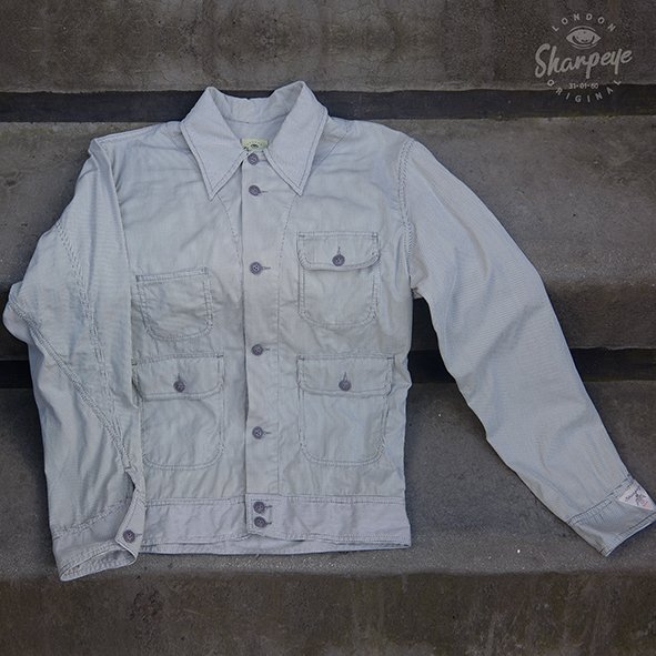 Resistance Shirtjack (not quite a shirt – not quite a jacket) Vintage Grey & Chalk Fine Striped Cotton Seersucker