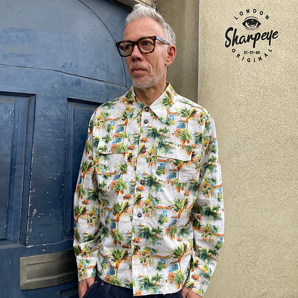 Surfer Shirt - 1960s Hawaiian Cotton Poplin - Vintage Wash